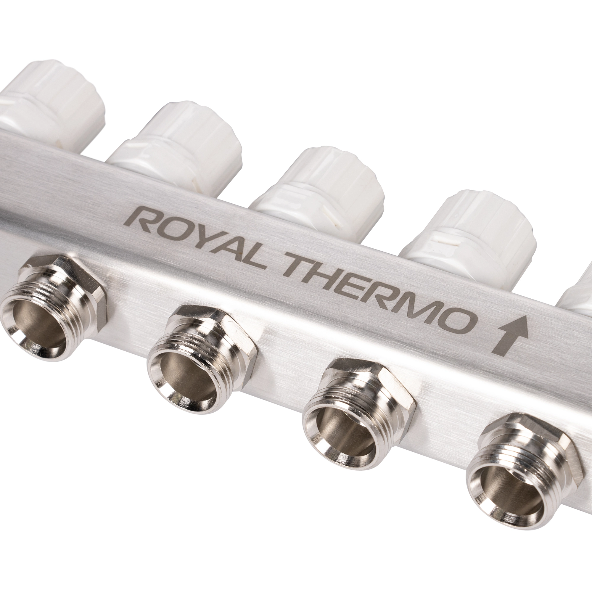Коллектор Royal Thermo нерж. в сборе универсальный 1" ВР-3/4" НР с автомат. воздухоотвод-ми 9 вых.